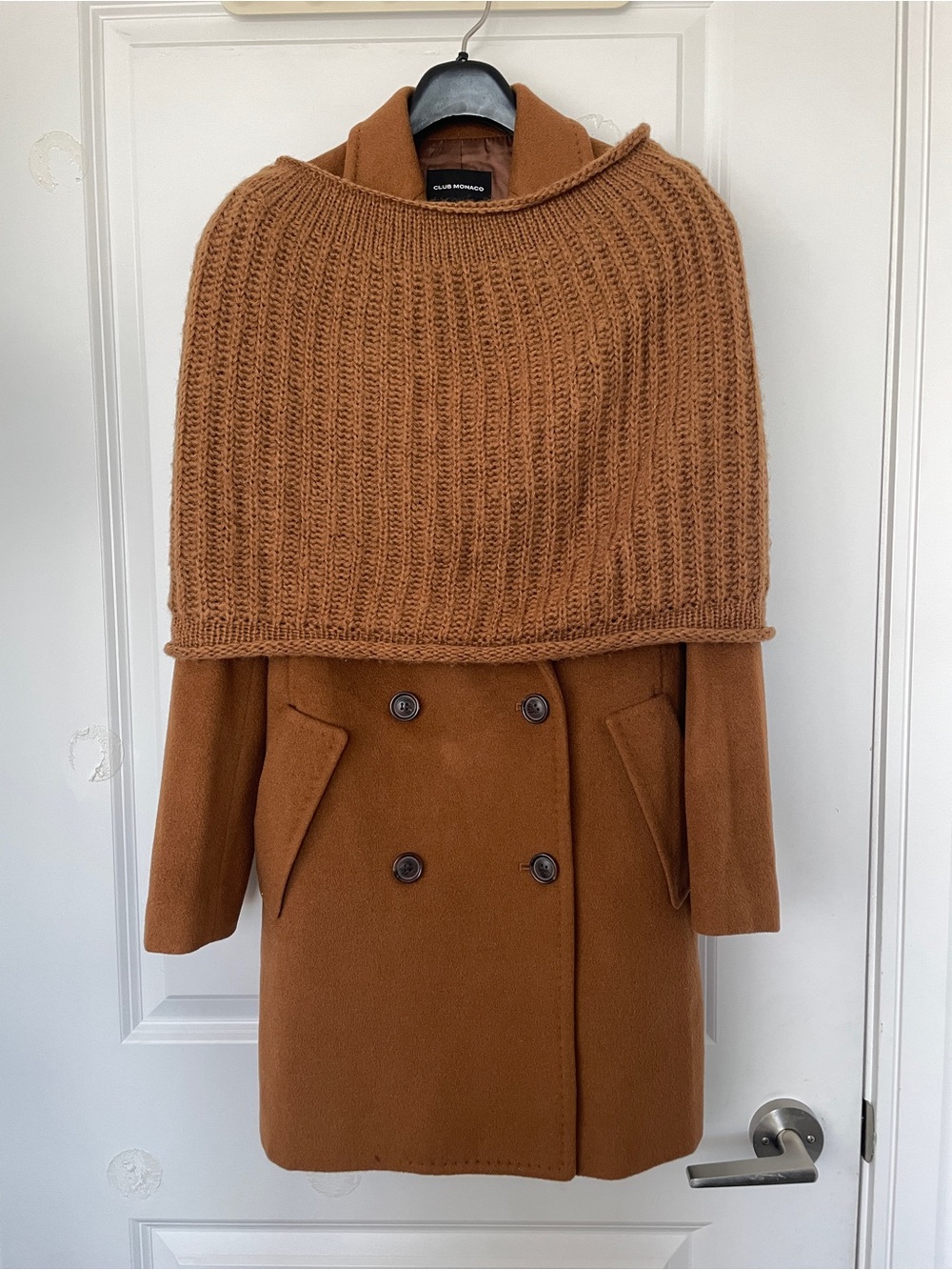 Club Monaco Double-Breasted Camel Coat